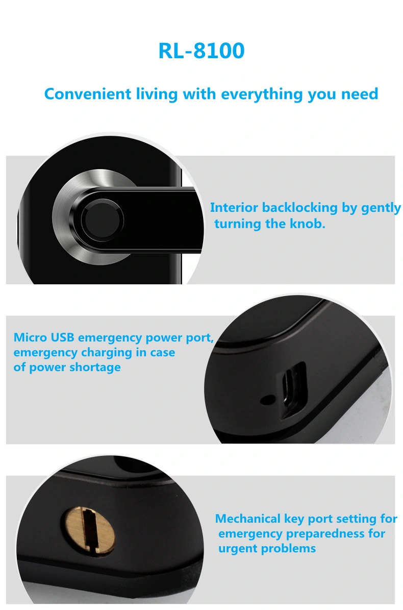 WiFi Fingerprint Ttlock Tuya Smart Door Lock with Fingerprints, Codes Password, Smart Card and Mechanical Keys Access Control